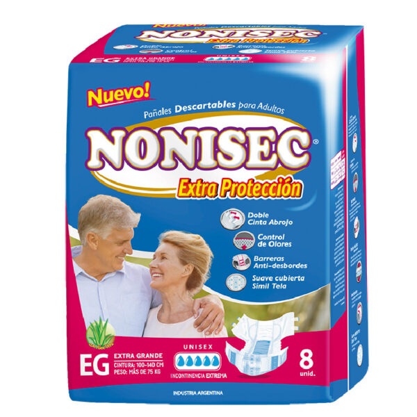 Nonisec Pañal Adulto Anat. Elast. Proteccion C/Barr Simil Tela Xg x8un (10)