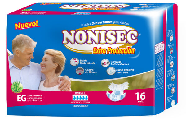 Nonisec Pañal Adulto Anat. Extra Proteccion C/Barr Simil Tela XG x16 (5)